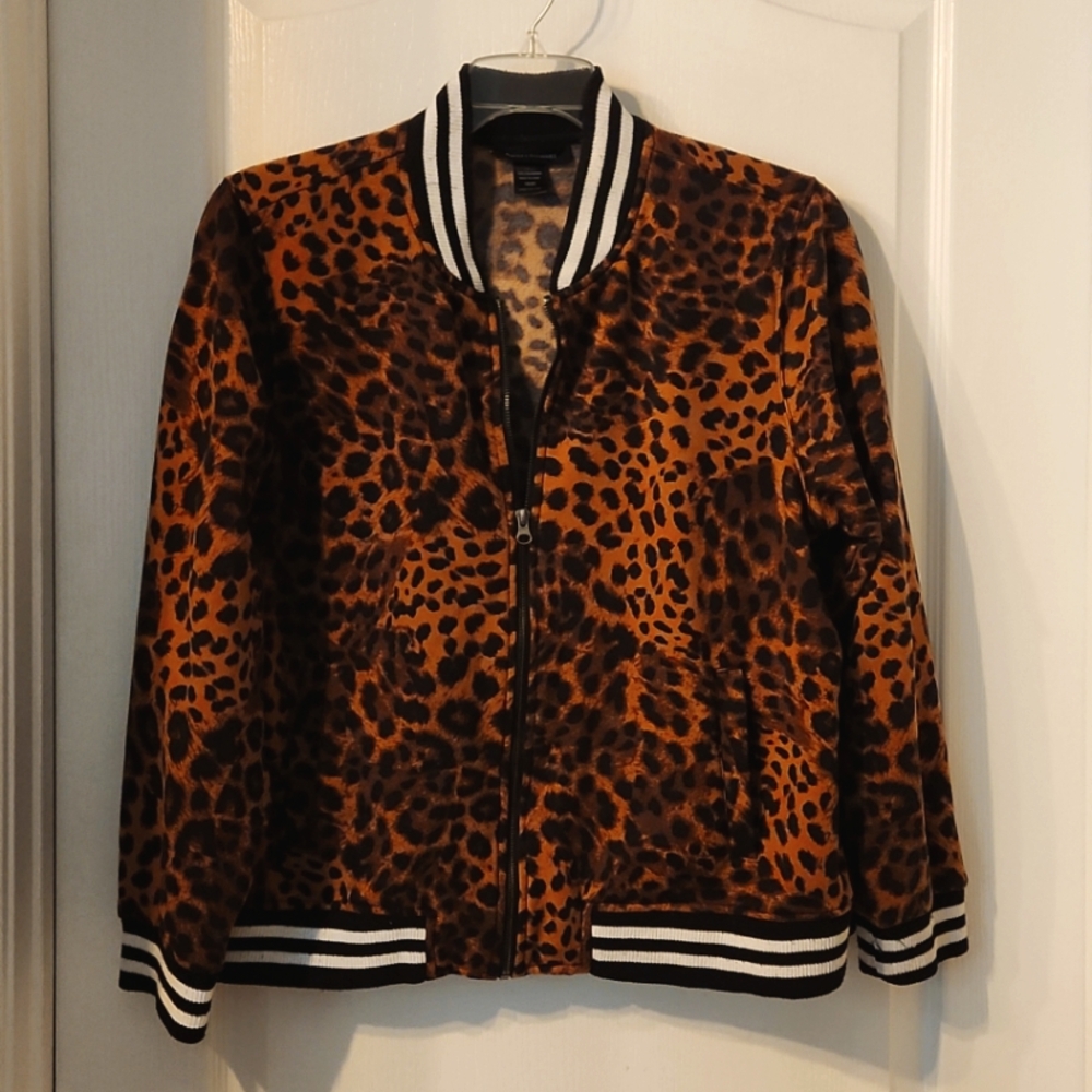 Leopard print Baseball jacket with Cuffs Size 18/20